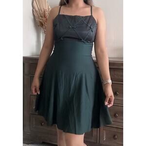 ZUM‎ ZUM Womens VTG Green Black Satin A-Line Dark Coquette Size 11-12